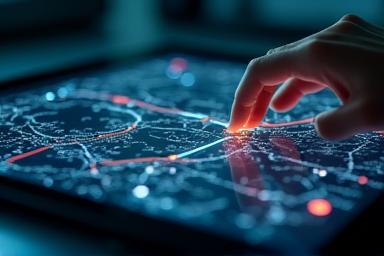 Image representing digital route planning on a map